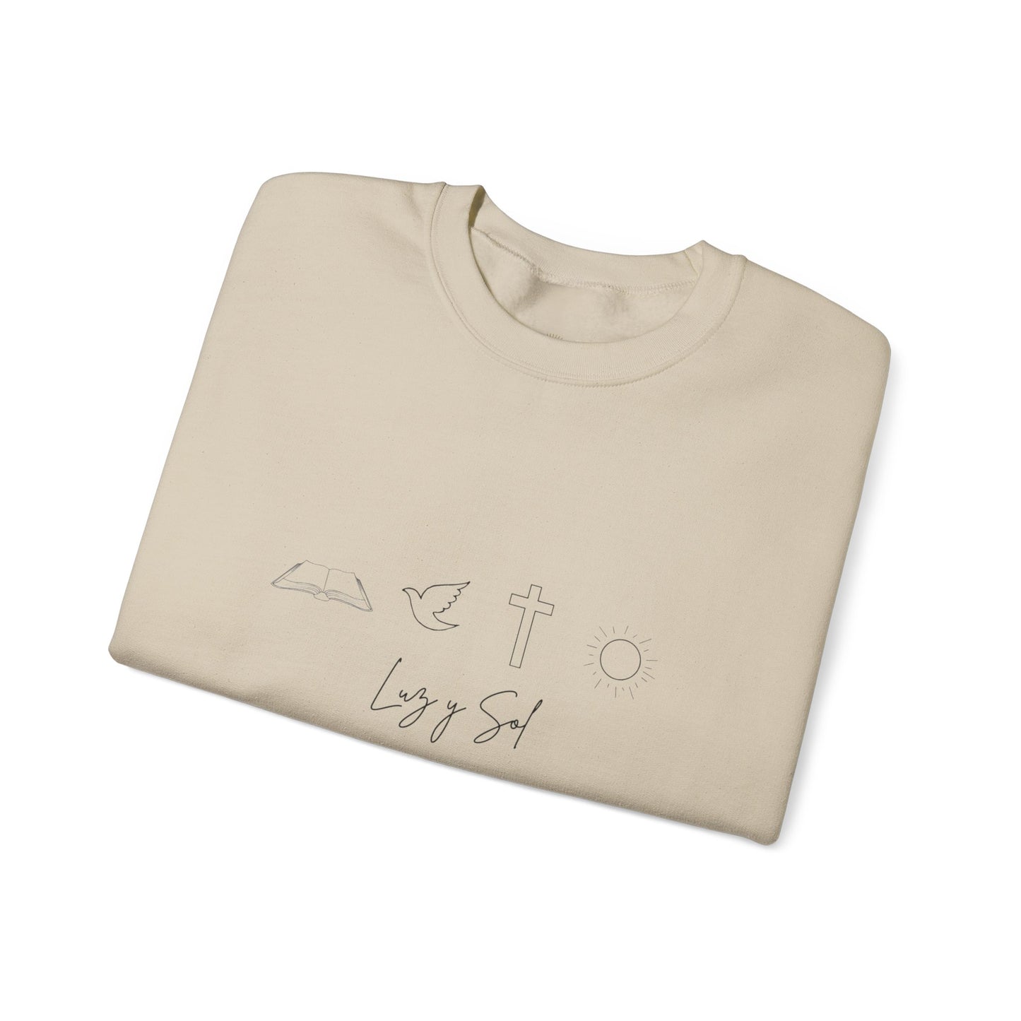 "Diseño con Vibras de Luz y Sol" , Sudadera Unisex de Cuello Redondo y Alta Durabilidad.