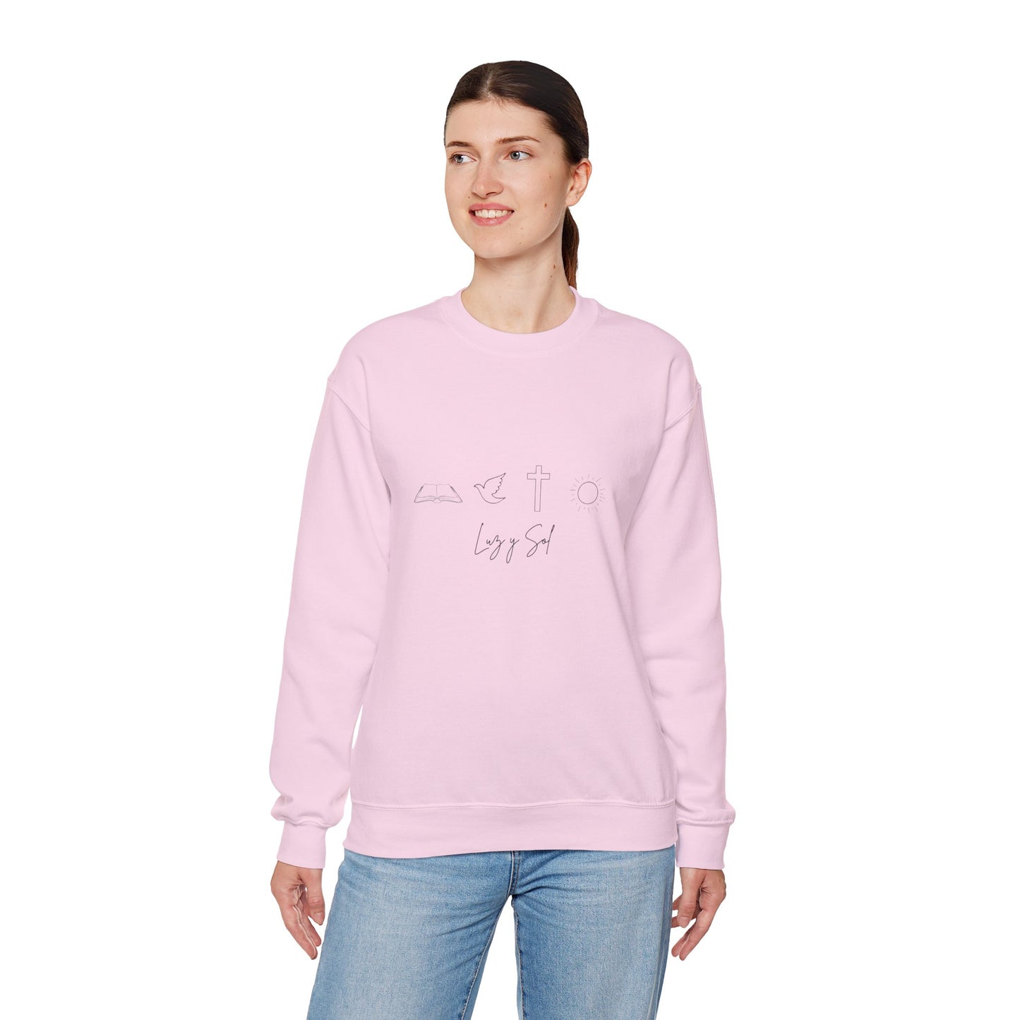 "Diseño con Vibras de Luz y Sol" , Sudadera Unisex de Cuello Redondo y Alta Durabilidad.