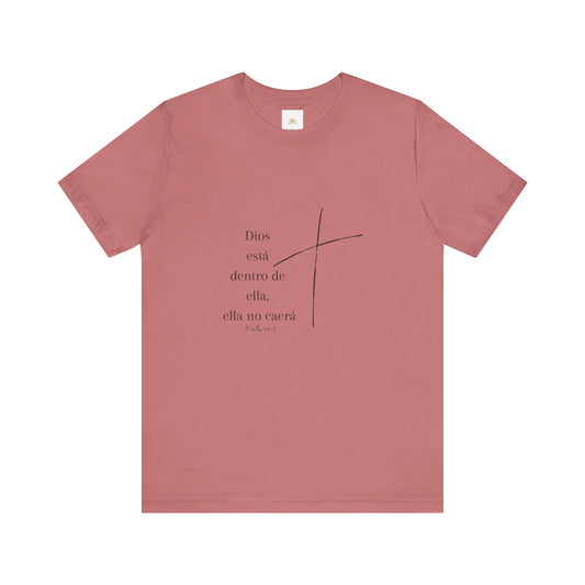 'Dios está dentro de ella, ella no caerá', Camiseta Unisex Softstyle con Mensaje Inspirador