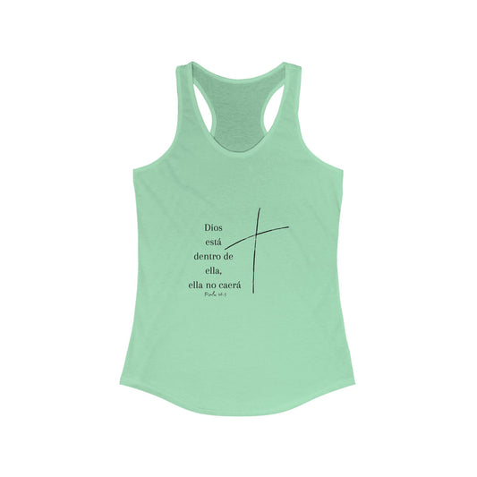 "Dios está dentro de ella, ella no caerá", Tank Top Deportivo para Mujer con Mensaje Inspirador