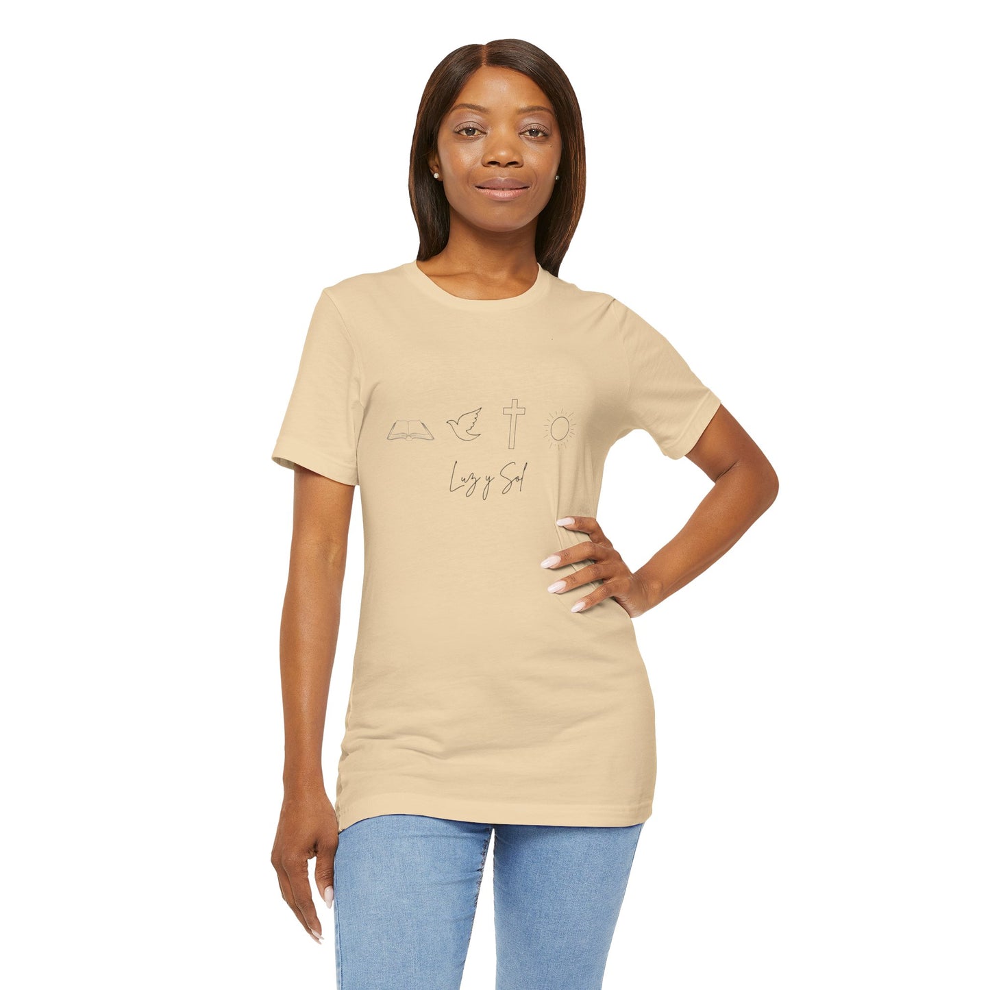 "Luz y Sol", Diseño de Símbolo de Fe (Camiseta Unisex Softstyle con Mensaje Inspirador)