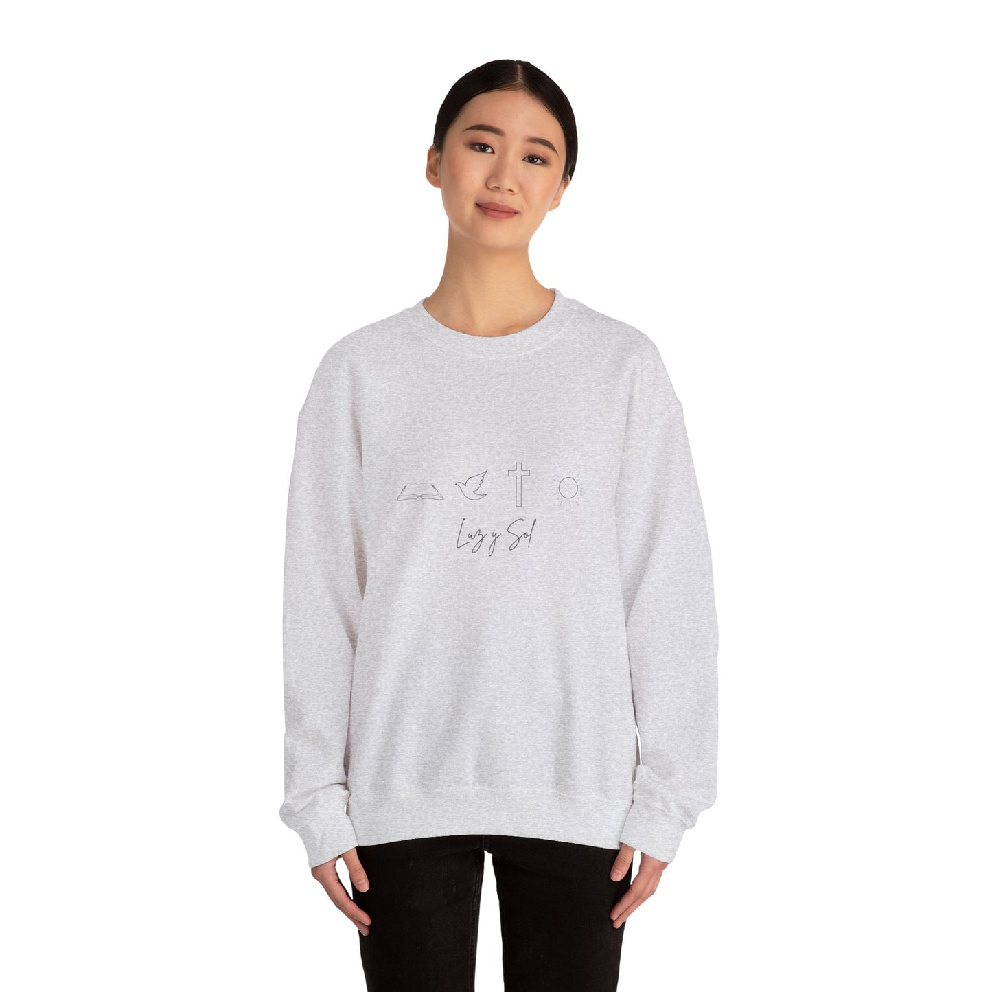 "Diseño con Vibras de Luz y Sol" , Sudadera Unisex de Cuello Redondo y Alta Durabilidad.
