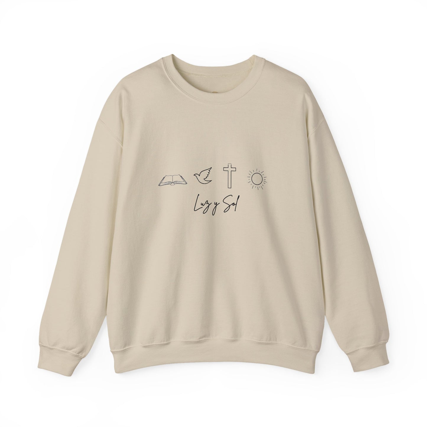"Diseño con Vibras de Luz y Sol" , Sudadera Unisex de Cuello Redondo y Alta Durabilidad.