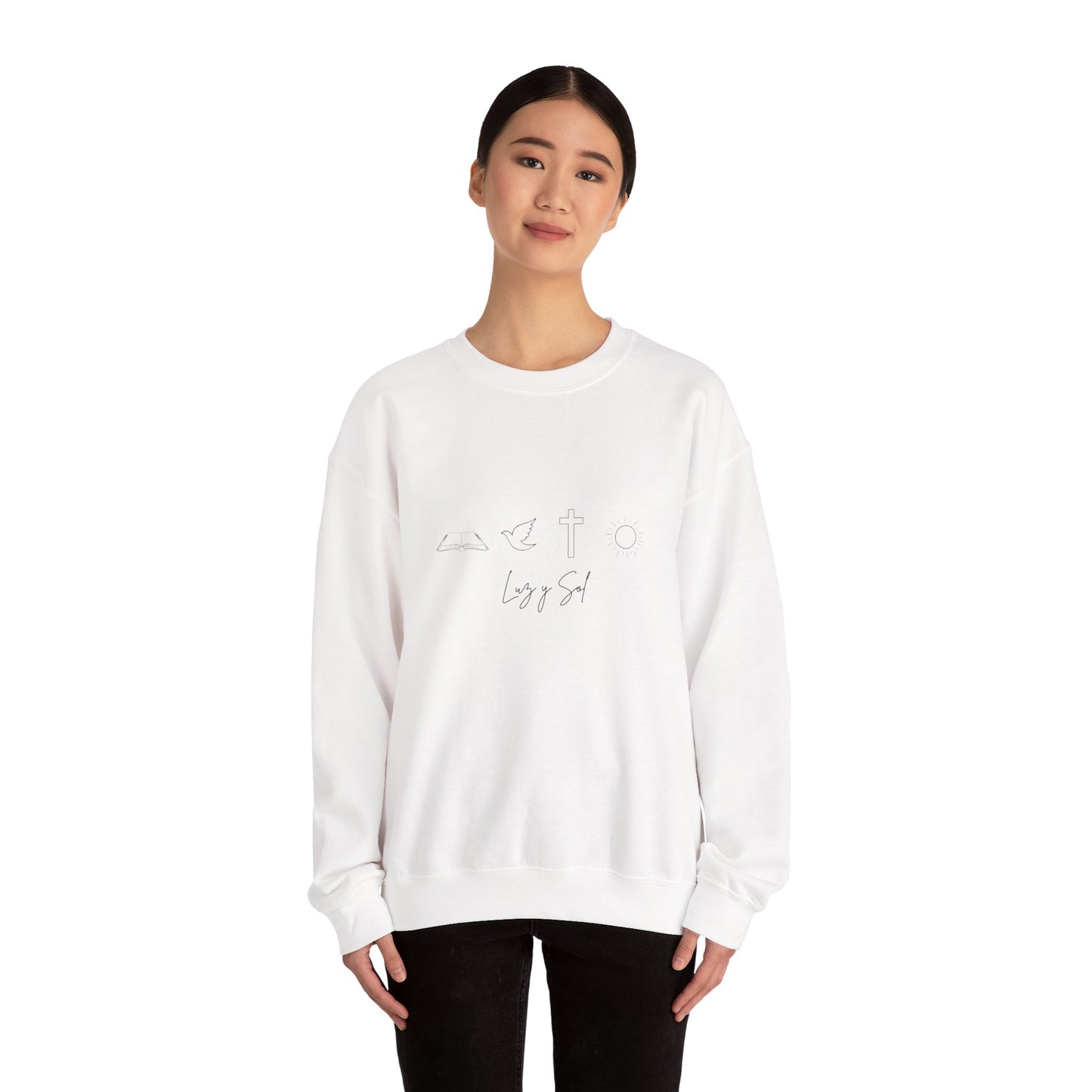 "Diseño con Vibras de Luz y Sol" , Sudadera Unisex de Cuello Redondo y Alta Durabilidad.