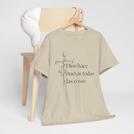 'Dios hace nuevas todas las cosas', Camiseta Unisex de Algodón Resistente Inspirada en la Fe