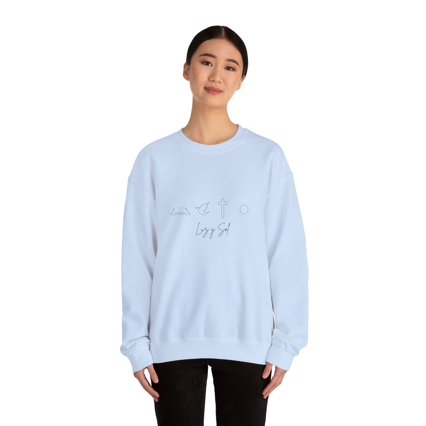 "Diseño con Vibras de Luz y Sol" , Sudadera Unisex de Cuello Redondo y Alta Durabilidad.